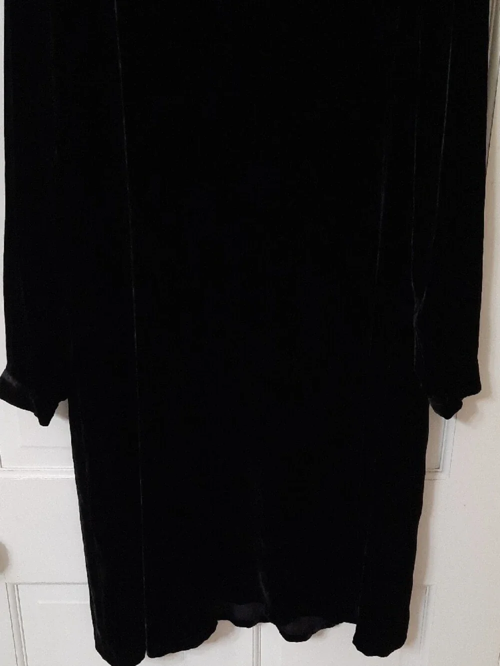 Eileen Fisher Black Velvet Long-Sleeve Shift Dress - Picture 5 of 11